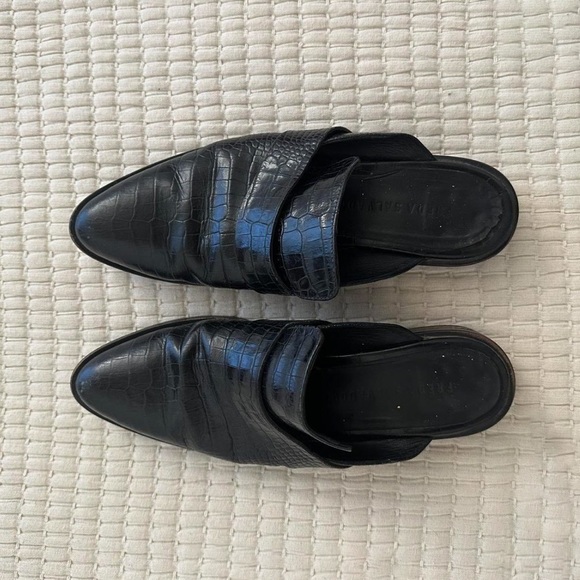 Freda Salvador Keen Mule in Black Embossed Croc - Picture 2 of 5